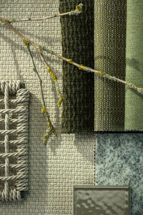 Tribù close up of a moodboard Green Material Board, Fabrics Moodboard, Material Moodboard, Belgian Design, Intentional Design, Beautiful Outdoor Furniture, Pool Terrace, Dining Table Design Modern, Patio Terrace