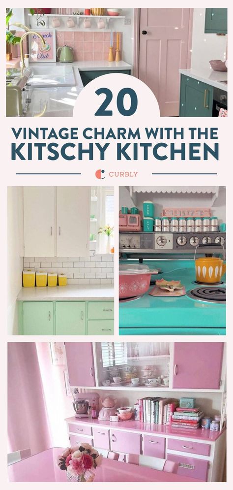 Step into a world of retro charm with these 20 kitschy kitchen ideas! 🍽✨ This whimsical, retro-inspired design approach brings a burst of color, quirky patterns, and a touch of nostalgia to modern kitchens. #RetroKitchen #KitschyDecor #HomeInspiration Retro Kitchen Design, Quirky Patterns, Kitschy Kitchen Decor, Old World Kitchens, Whimsical Kitchen, Retro Kitchens, Kitschy Decor, Vintage Kitchen Accessories, Colorful Backsplash