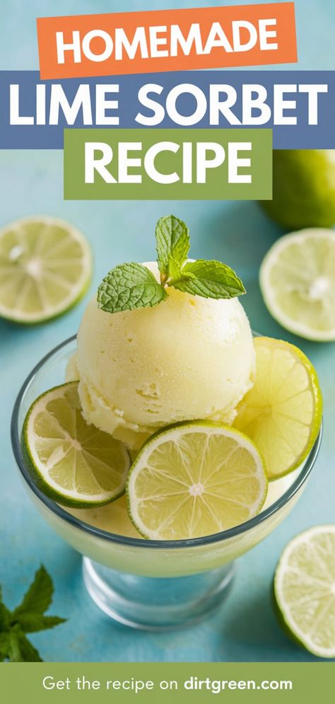 Make a homemade lime sorbet ice cream with this easy recipe! This zesty, refreshing sorbet combines the fresh taste of lime with a smooth, icy texture, creating the perfect summer dessert. #LimeSorbetIceCream #HomemadeDesserts #LimeLovers #EasyRecipe #CitrusTreats #SummerSweets Homemade Lime Sherbet, Lime Sorbet Recipe, Sorbet Recipes Easy, Sorbet Dessert, Mango Ice Cream Recipe, Sorbet Recipe, Lime Sherbet, Sorbet Ice Cream, Lime Sorbet