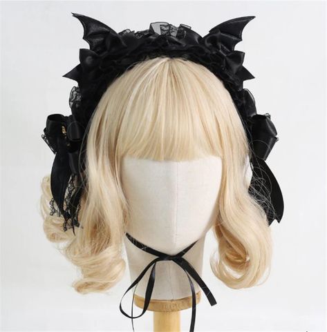 Horns Cosplay, Headbands Black, Gothic Hairstyles, Hairpin Lace, Bow Hair Accessories, Lace Headbands, Hair Clips Girls, Lace Hair, Cute Hats