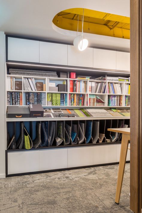 File Storage Wall, File Room Office, Material Library Design, Office Storage Design, Commercial Office Storage, Storage Room Office, Office Storage Room, Office Storage Ideas, Office File Storage