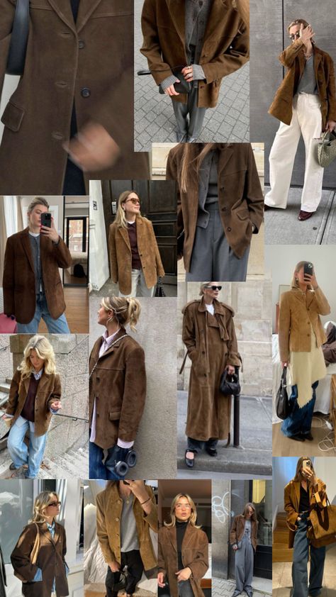 Fall Trend 2024 : Brown Suede Jackets 🤎 #fall #autumn #fashion #trend #cphstyle #göteborg #gothenburgstyle #matildadjerf #scandistyle #brownsuede #suedejacket #trend2024 #fall2024 Denmark Fall Fashion, Suede Jacket Fall Outfit, Suede Fashion 2024, Brown Corduroy Vest Outfit, Suede Outfit 2024, Fall Suede Jacket Outfit, Brown Suede Leather Jacket Outfit, Suede Trend 2024, Suede Fall Outfits