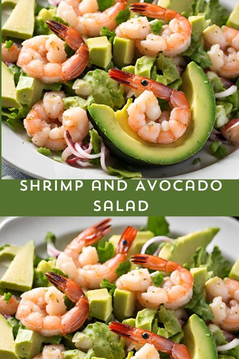 Delight your taste buds with this vibrant Shrimp and Avocado Salad! 🍤🥑 A quick and easy recipe featuring succulent shrimp, creamy avocados, and a zesty lime dressing. Perfect for a light lunch or dinner. Customize with your favorite veggies and enjoy a burst of fresh flavors! #SaladRecipes #ShrimpAvocado #HealthyEating #myskinnyrecipes Shrimp And Avocado Salad, Shrimp And Avocado, Shrimp Avocado, Red Onion Salad, Lime Dressing, Ripe Avocado, Light Lunch, How To Cook Shrimp, Avocado Salad