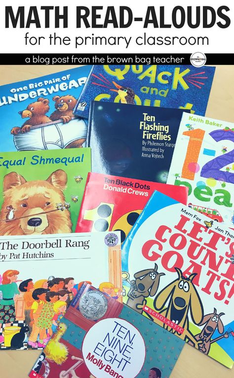 Math mentor texts are the perfect 'hook' for math mini-lessons. These 5 math read alouds are just-right for fostering strong number sense in primary learners. Math Read Alouds, Math Literature, Read Alouds, Books For Children, Math Literacy, Mentor Texts, Math Methods, Math Workshop, Math Books