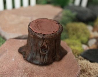 Polymer Clay Tree Stump, Clay Fairy Garden Accessories, Clay Tree Stump, Clay Terrarium, Polymer Clay Fairy Garden, Polymer Clay Tree, Tree Clay, Clay Fairy, Tree House Diy