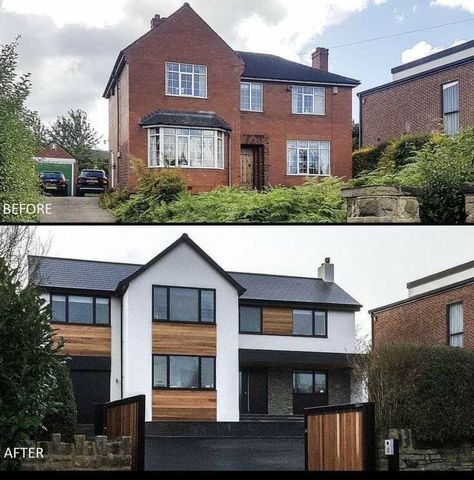 House Exterior Transformation, House Exterior Cladding, House Exterior Before And After, House Frontage, Rendered Houses, Exterior House Renovation, House Extension Plans, Extension Plans, House Makeovers