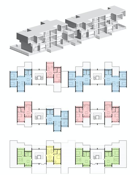 Plan Concept Architecture, Social Housing Architecture, Residential Architecture Apartment, Collective Housing, Modular Housing, Plans Architecture, Architecture Concept Diagram, Concept Diagram, Renzo Piano