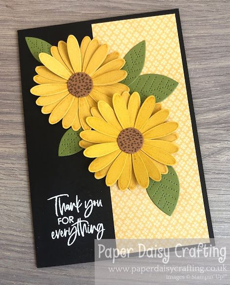 Daisy Punch Harvest card Stampin Up Handmade Greeting Card Designs, File Decoration Ideas, Card Design Handmade, Paper Daisy, Sunflower Cards, Thank You Card Design, Book Art Diy, Crafting Paper, Paper Flowers Diy