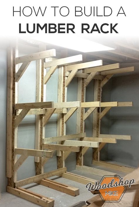 Lumber Storage Rack, Lumber Rack, Wood Storage Rack, Lumber Storage, Wood Crafting Tools, Wood Rack, Diy Garage Storage, Woodworking Workbench, Beginner Woodworking Projects