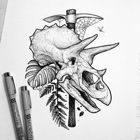 Illustration by @kenny7tattoo | #blackworknow if you would like to be featured Submissions/business inquiries: blackworknow@gmail.com Follow our pages @dotworknow @tempuradesign @illustrationow and @whitegalleryandco Triceratops Skull Tattoo, Triceratops Tattoo, Triceratops Skull, Tattoo Skull, Stippling Art, Black And White Illustrations, Line Work Tattoo, Flash Art, Black And White Illustration