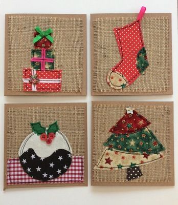 Applique Cards, Christmas Creatives, Textile Cards, Fabric Christmas Cards, Crochet Appliqué, Machine Embroidery Christmas, Sewing Christmas, Freehand Machine Embroidery, Stitching Cards