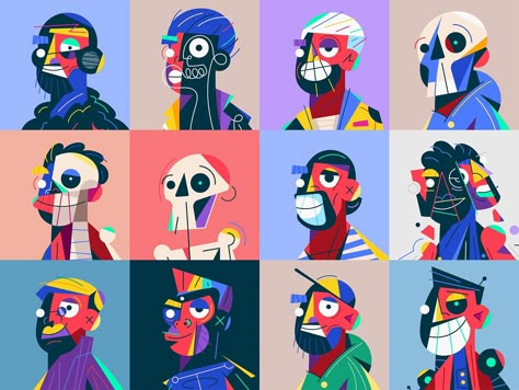 Need some abstract inspiration? Here's a great character collection by Mark Rise  💥  #characters #characterdesign #abstractcharacter #abstract Cactus Character Design, Abstract Character Design, Simple Character Design, Hoodie Website, Character Logo Design, Gallery Concept, Emotional Painting, Character Design Illustration, Abstract Inspiration