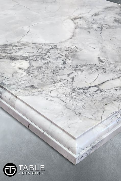 2CM Carrara Marble Table Top with Custom Edge Profile Detail Counter Top Edge Options, Marble Edge Detail, Table Edge Detail, Marble Moulding, Countertops Edges, Marble Molding, Quartz Dining Table, Marble Dinning Table, Counter Top Edges