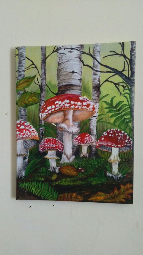 Art Hippie, Mushroom Paint, In The Woods, Art Painting Gallery, Mushroom Art, Acrylic Canvas, Art Prompts, Wow Art, Hippie Art