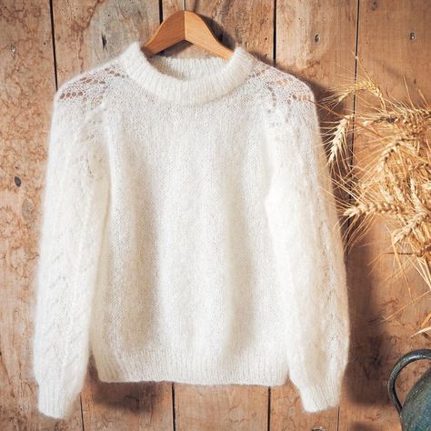 Cashmere Sweater Pattern, Clouds Sweater, Lace Sweater Pattern, Mohair Sweater Pattern, Vintage Sweater Pattern, Lace Knit Sweater, Up In The Clouds, Summer Knitting Patterns, Crochet Sweater Free