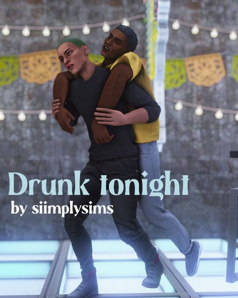 siimplysims : Siimplysims- Drunk tonight Poses Hello guys!!!... Sims 4 Couple Poses, Sims 4 Stories, Ts4 Poses, Sims Stories, Sims 4 Family, Sims 4 Game Mods, Group Poses, Tumblr Sims 4, Sims 4 Characters