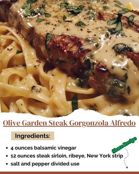 Pasta With Steak, Garlic Parmesan Steak, Steak Gorgonzola Alfredo, Gorgonzola Alfredo, Parmesan Steak, Week Night Recipes, Steak And Pasta, Steak Sirloin, Steak Gorgonzola