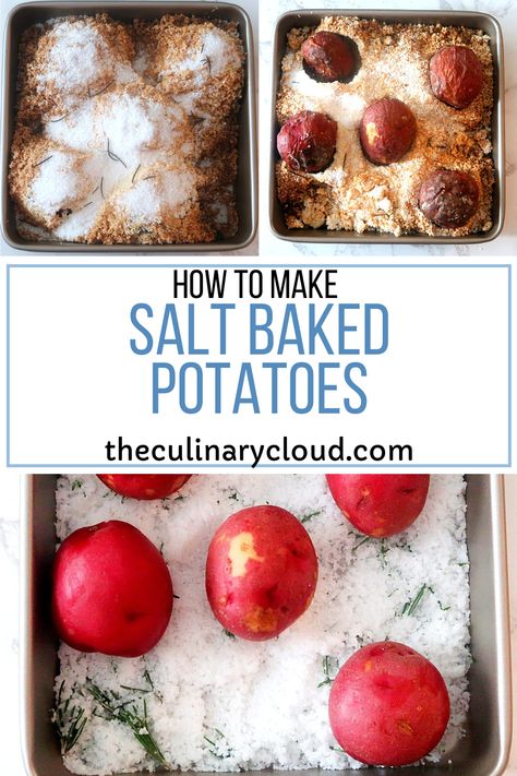 Salt Roasted Potatoes, Salt Crusted Baked Potato, Salt Baked Potatoes, Home Potatoes, Salted Baked Potato, Vegetable Sauces, Vegan Bacon Bits, Baking Vegan, Salted Potatoes