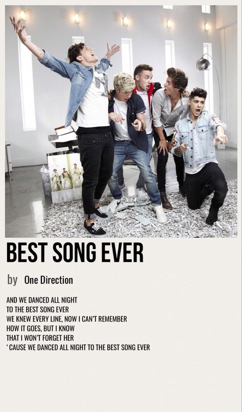 minimal poster of the song best song ever by one direction One Direction Best Song Ever Pictures, 1d Best Song Ever, One Direction Posters Aesthetic Vintage, One Direction Posters Wall, One Direction Album Covers, One Direction Songs Lyrics, Best Song Ever Music Video, You And I Song, Best Song Ever One Direction