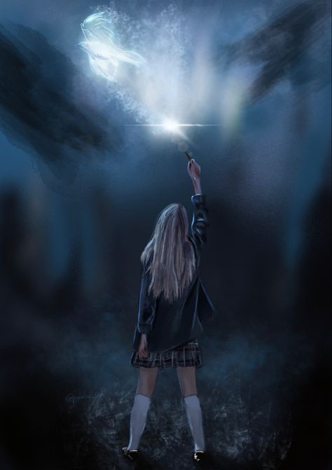 Harry Potter / Expecto Patronum / Patronus / Digital Art Thestral Patronus Art, Expecto Patronum Aesthetic, Harry Potter Patronus Art, Daphne Greengrass Fanart, Wolf Patronus, Patronus Art, Doe Patronus, Modern Hogwarts, Harry Potter Expecto Patronum