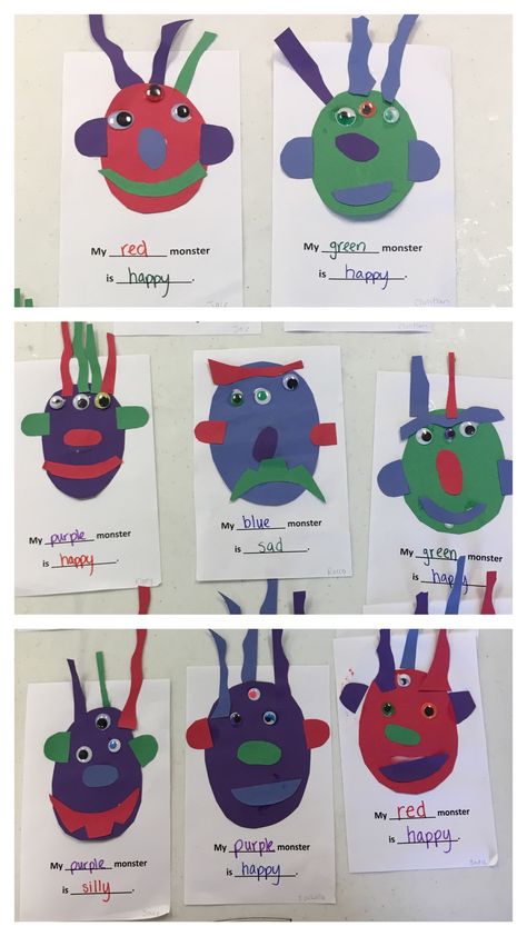 Emotional Monsters craft, My Body and My Feelings week, My Feelings preschool art, Emotional preschool art. Feelings Lesson Plans, Monsters Craft, Emotions Preschool Activities, Feelings Activities Preschool, Feelings Lessons, Feelings Preschool, Teaching Emotions, Emotions Preschool, Feelings Activities