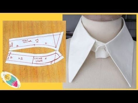 Sewing Collars Tutorials Free Pattern, Shirt Collar Pattern Drafting, Baby Collar Pattern, Collar Pattern Drafting, Collar Tutorial, Sew Shirt, Two Piece Shirt, Pattern Drafting Tutorials, Shirt Collar Pattern