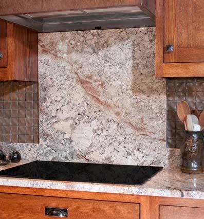 Granite Backsplash (full height) for a Superb Kitchen Architecture Granite Backsplash Behind Stove, Backsplash Behind Stove, Kitchen Architecture, Granite Backsplash, Stove Backsplash, Green Granite, Blue Granite, Granite Countertop, Backsplash Designs