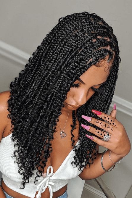 90s hairstyles, black women, bob haircuts Box Braid Bob Shoulder Length, Long Box Braids Styles, Box Braid Bob, Short Box Braids Bob, Braid Bob, Bob Hairstyles For Black Women, Box Braids Bob, Colored Box Braids, Bob Braids Hairstyles