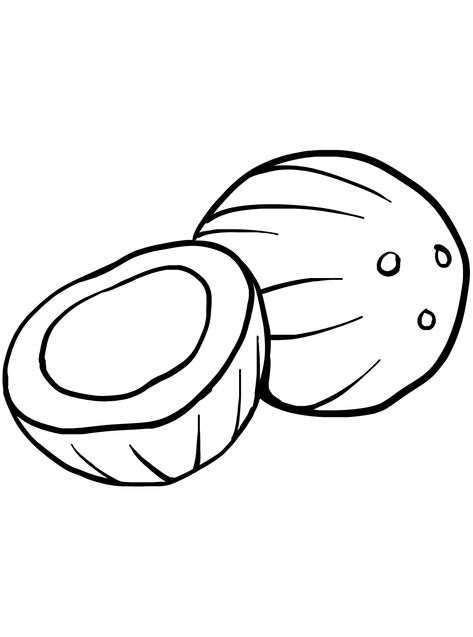 Coconut - Lol Coloring Pages Coconut Line Art, Coconut Drawing Easy, Coconut Outline, Coconut Doodle, Coconut Sketch, Exotic Drawing, Coconut Drawing, Outline Coloring Pages, Eco Project