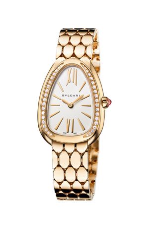 PATBM BVLGARI Serpenti Seduttori 18k Yellow Gold 33mm Watch w/ Bracelet Serpenti Seduttori Watch, Rose Gold Diamond Bracelet, Bvlgari Bracelet, Gold Diamond Bracelet, Bvlgari Jewelry, Bvlgari Serpenti, The Bling Ring, Bracelets Gold Diamond, Rose Gold Case