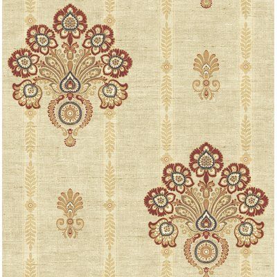 Astoria Grand Joe Striped Floral Damask 32.81' L x 20.5" W Wallpaper Roll Color: Red Roll Paper, W Wallpaper, Floral Damask, Trendy Flowers, Damask Wallpaper, Visual Texture, Stunning Wallpapers, Wallpaper Panels, Floral Stripe