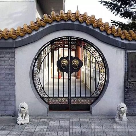 Round Doorway, Chinese Gate, Moon Gates, Chinese Door, Chinese Courtyard, Chinese Palace, Ancient Chinese Architecture, Modern Gate, Moon Gate