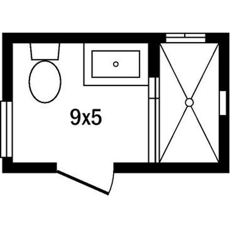 One of the most common bath layouts is a 9x5-foot space with a vanity, toilet, and tub-shower combo lined up next to one another. Toilet Opposite Sink Bathroom Layout, Guest Bathroom Layout Floor Plans, Master Bath Floor Plan, Ensuite Layout, Small Bathroom Floor Plans, Bathroom Floor Plan, Small Bathroom Layout, Small Floor Plans, Bathroom Plan