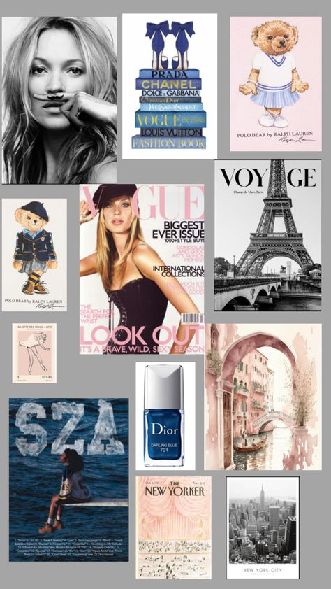 Photo Wall For Bedroom, Room Ideas Aesthetic Poster Wall Decor, Room Inspo Collage, It Girl Posters, Vogue Aesthetic Poster, Vogue Bedroom, Vogue Room, Poster Wall Inspo, Photos For Wall