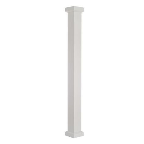 AFCO Empire 8-in x 8-ft Painted Aluminum Square Column at Lowes.com Front Porch Pillars, Staircase Molding, Exterior Columns, Outdoor Columns, Column Wrap, Decorative Columns, Trim Board, Porch Remodel, Square Columns