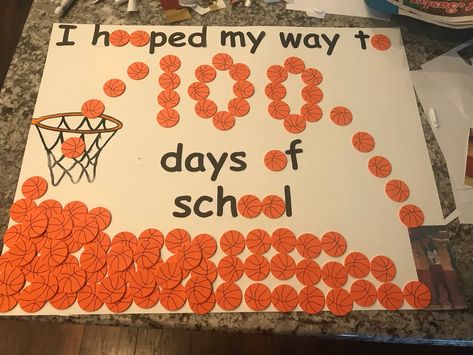 100 days of school basketball poster School Project Poster, 100 Days Of School Poster, School Poster Ideas, 100 Days Of School Project Kindergartens, 100 Day Project Ideas, 100 Day Shirt Ideas, School Sports Theme, 100days Of School Shirt, 100 Días De Clases