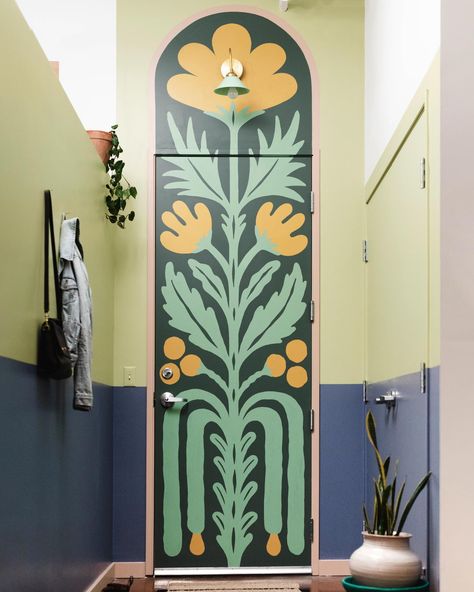 Entryway Mural, Lauren Hom, Casa Hobbit, Interior Murals, Garden Mural, Door Murals, Mural Design, Mural Wall Art, Mural Painting