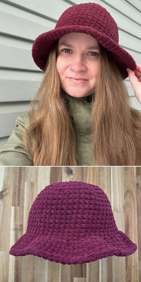 Crochet Free Hat Patterns, Short Brim Crochet Hat, Crochet Slouchy Hat Free Pattern, Beanie Ideas, Crochet Hats Free Pattern Ladies, Chunky Crochet Hat, Crochet Hat With Brim, Slouchy Hats, Bucket Hat Pattern