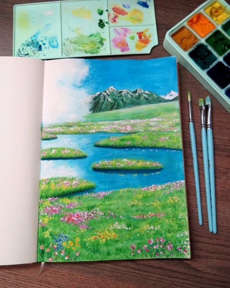 Concept Art Tutorial, Gouache Art, Oil Pastel Art, Art Painting Gallery, Ghibli Art, Small Canvas Art, Nature Art Painting, Sketch Painting, Dreamy Art