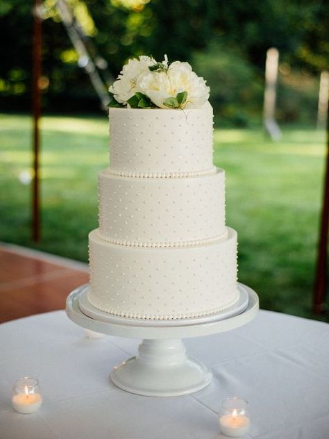 Castine Maine, Classy Wedding Cakes, Wedding Cake Designs Elegant, Dot Cake, 4 Tier Wedding Cake, Wedding Cake Pearls, 3 Tier Wedding Cakes, Small Wedding Cakes, Coastal Maine