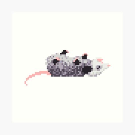 Opossum Pixel Art Opossum Cross Stitch Patterns, Possum Perler Beads, Opossum Pixel Art, Possum Cross Stitch Patterns, Opossum Cross Stitch, Possum Pixel Art, Possum Perler Bead Pattern, Possum Cross Stitch, Snitches Get Stitches