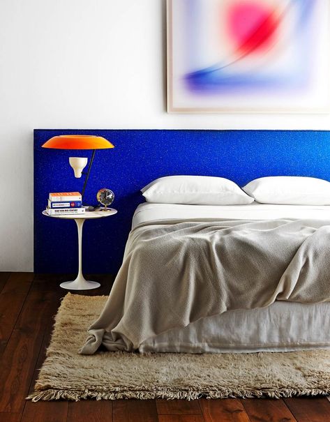 Belle Magazine, Upholstered Bedhead, Blue Bedroom, Remodel Bedroom, Bright Colours, Beautiful Bedrooms, Bedroom Styles, Upholstered Beds, Luxurious Bedrooms