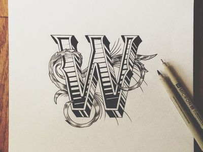 The Letter "W" Letter W Tattoo Designs, W Font Letter, Sprout Logo, Western Logo, Letter Tattoo, Handwritten Typography, Ink Lettering, Memorial Tattoo, Creative Lettering