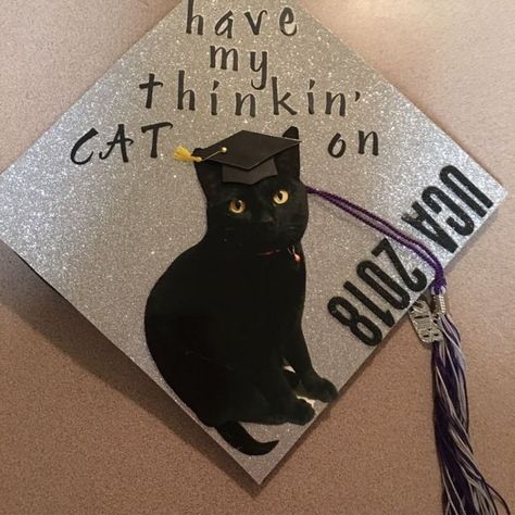 Funny Graduation Cap Decoration, Funny Grad Cap Ideas, Nurse Graduation Cap Designs, Quotes From The Office, Thinking Cat, Grad Cap Ideas, Funny Graduation Caps, College Grad Cap Ideas, Graduation Cap Decoration Diy