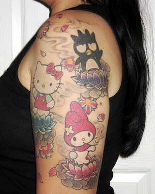 Sanrio Tattoos, Hello Kitty Tattoo, Kitty Tattoos, Kitty Tattoo, Hello Kitty Tattoos, Cute Tats, Tattoos For Black Skin, Pretty Tattoos For Women, Arm Sleeve Tattoos