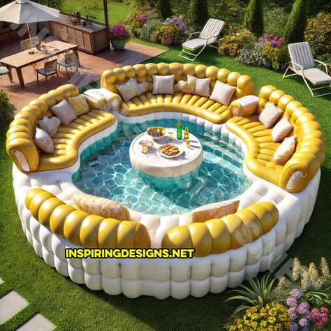 Imagine lounging on your patio, the sun shining brightly, and you’re sitting on a giant, inflatable sofa shaped pool. Yes, you read that right – a sofa shaped pool. This isn’t just any pool; it’s a plush, couch shaped pool that brings the ultimate in comfort and style to your backyard oasis. Visualize this: a … Giant Sofa, Pool Bar Design, Blow Up Pool, Plush Couch, Garden Pond Design, Hanging Tent, Yard Party, Inflatable Sofa, Backyard Designs