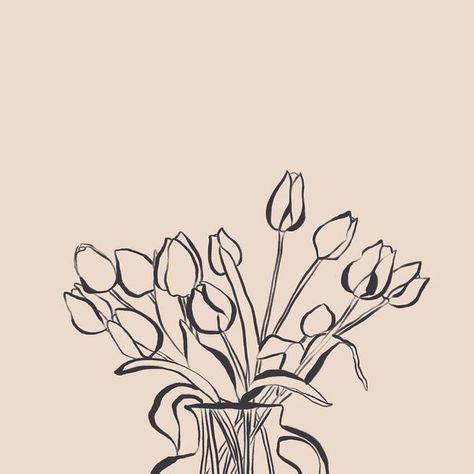 Tulip Art Wallpaper, Tulip Doodle, Illustration Fleur, Tulip Sketch, Tulips Illustration, Flowers In The House, Tulip Illustration, Tulip Drawing, Boho Artwork