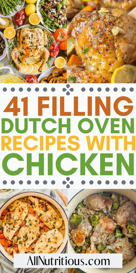 If you want to prepare a tasty family dinner tonight, look no further. Have healthy meals prepared all week from this list of delicious chicken recipes. Dutch Oven Chicken Recipes, Dutch Oven Chili Recipe, Dutch Oven Chicken Breast, Easy Oven Recipes, Dutch Oven Recipes Cast Iron, Chicken Breast Oven, Delicious Chicken Recipes, Group Recipes, Dutch Oven Chicken