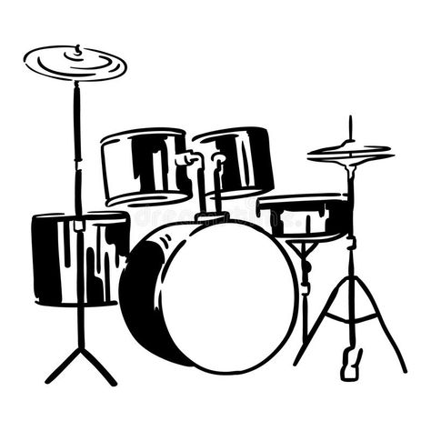 Drums Sketch, Drum Set Drawing, Drums Illustration, Drums Drawing, Drum Drawing, File Illustration, Music Doodle, Tshirt Drawing, Drums Art