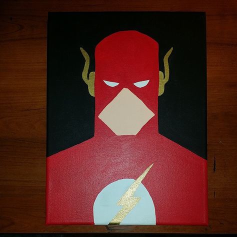 The Flash Flash Painting, Marvel Paintings Easy Canvases, The Flash Bedroom Ideas, The Flash Painting Ideas, Superhero Painting Canvas Easy, The Flash Painting, Iron Man Painting Canvases, Presents For Him, The Flash